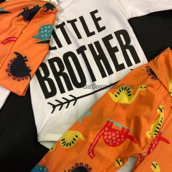 Orange Little Brother Dinosaur 3 Pc set  12993 - Picture 1 of 2